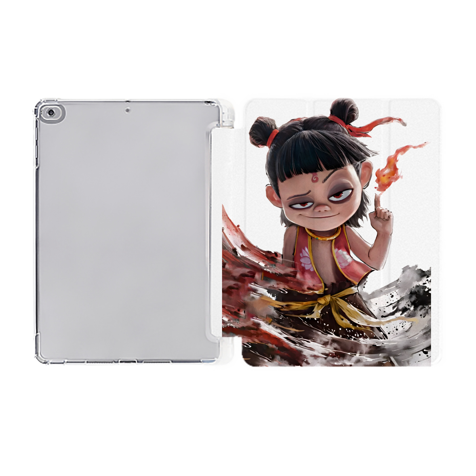 （画像用） Ne Zha 2 ナタ 魔童の大暴れ IPad ケース ペン収納付き 三つ折りスタンド PUレザー×シリコン 対応機種9.5/10.5/10.9インチ